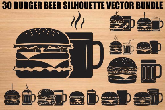Download Burger Beer Silhouette Bundle - Beer silhouette Collection