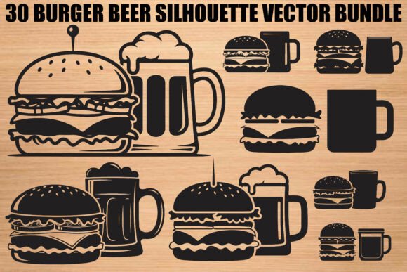 Download Burger Beer Silhouette Bundle - Beer silhouette Collection
