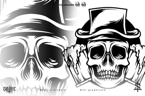 Download Skull with Beer Mascot Silhouette - Premium Bundle