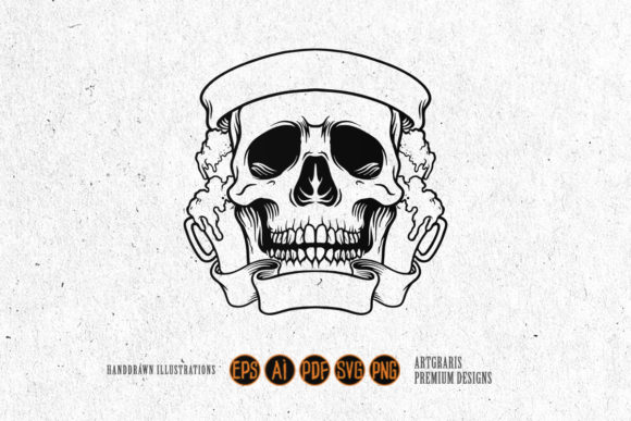 Download Skull Drinking Joint Beer Silhouette Svg - Drinking Collection