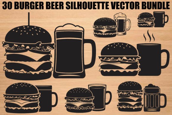 Download Burger Beer Silhouette Bundle - Beer silhouette Collection